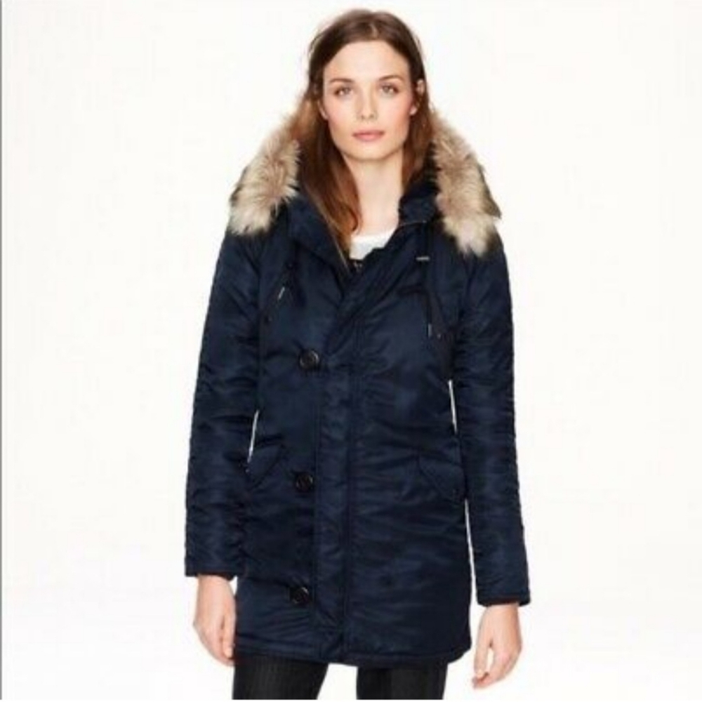 J CREW Navy Winter Parka Coat Jacket NEW WITH TAGS size XL